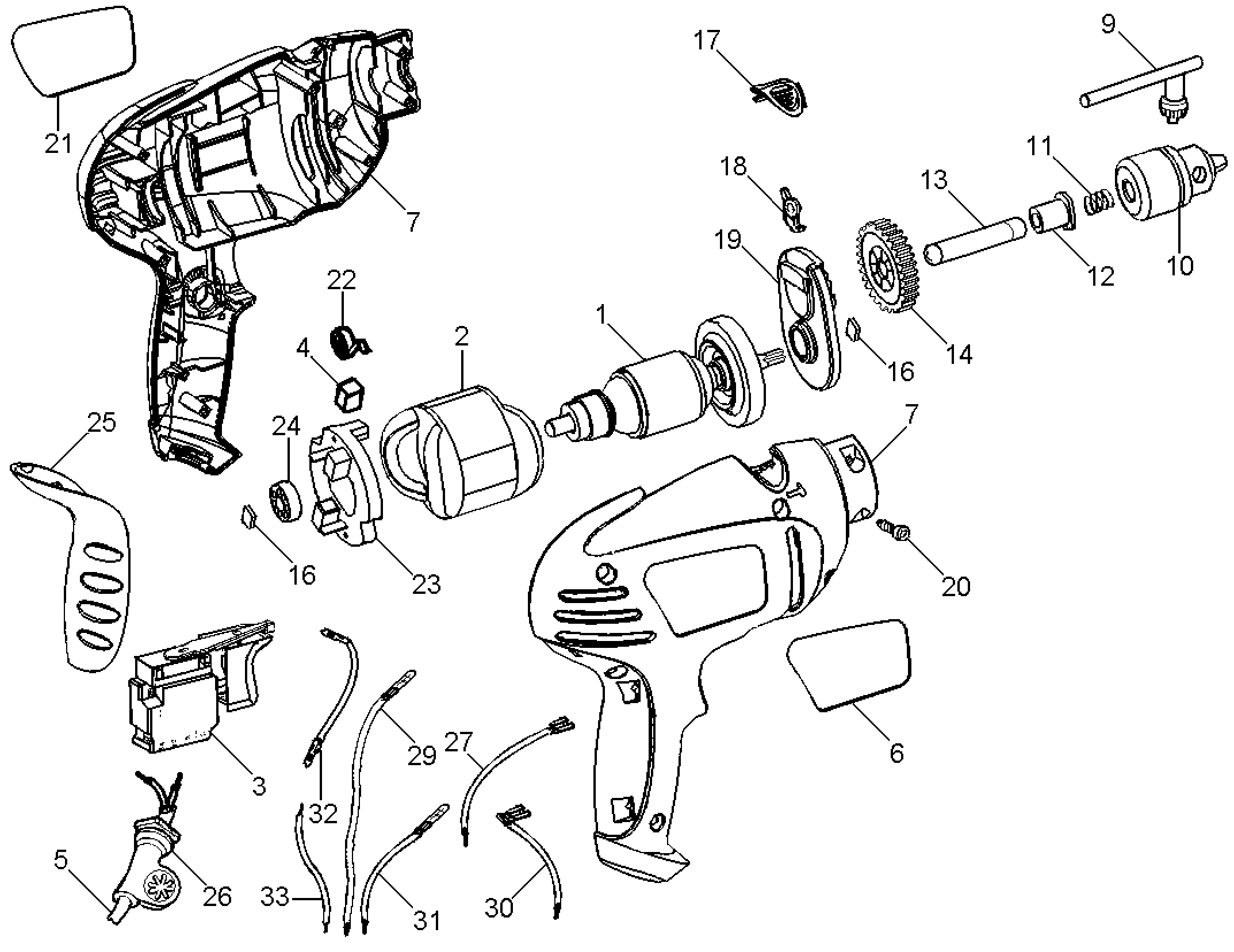 Page A Diagram and Parts List for BH120-B3 2 Black and Decker Hammer Drill